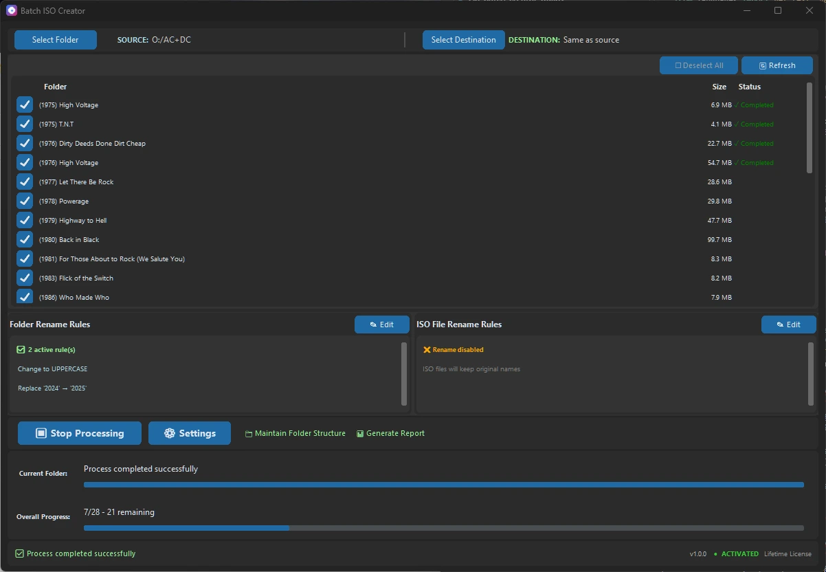 Batch ISO Creator Options